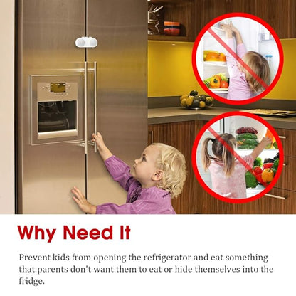 EUDEMON Baby Safety French Fridge Door Lock Freezer Refrigerator Lock Cabinet Cupboard Lock for Childproof & Pet Proofing Easy to Install no Tools Need or Drill (1 Pack,White)