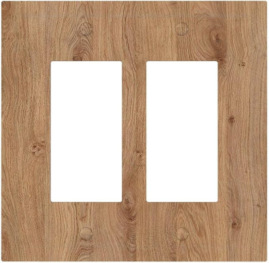 Decorative Outlet Covers Vintage Rustic Wood Color Brown Wood Grain 2 Gang Double GFCI Rocker Electrical Wall Panels Light Switch Cover Plate for Farmhouse Cabin Decor