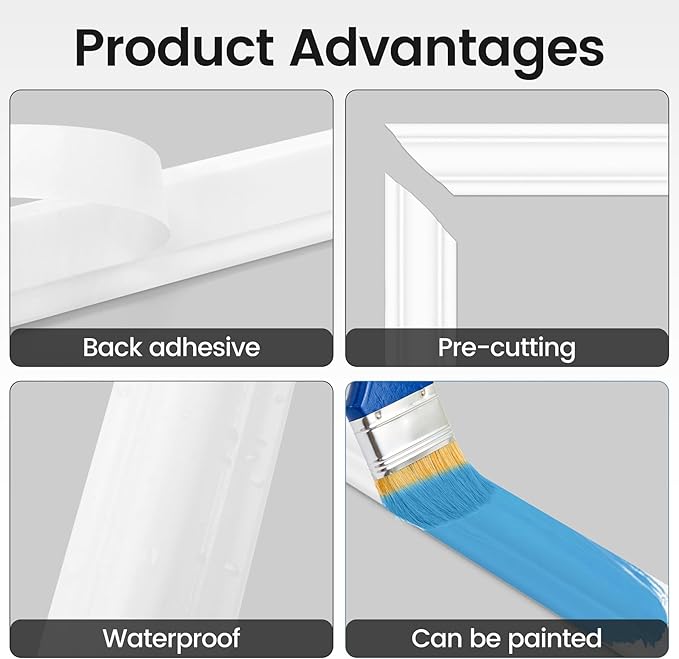 Peel and Stick Wainscoting Panels Kit, Premade Wall Molding Peel and Stick Panels for Interior Wall Trim, Easy DIY Wainscoting Panels Peel and Stick Decor