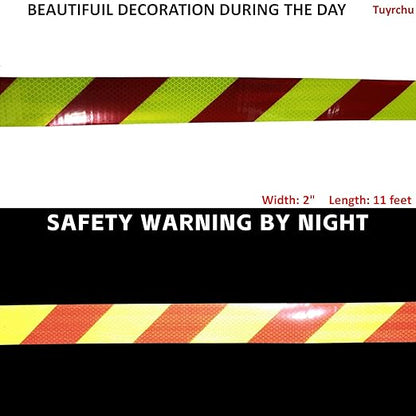 Non Fading Reflective Tape Outdoor Waterproof 2 inch Wide, High Visibility Industrial Marking Tape, Safety Adhesive Stickers (11 feet)