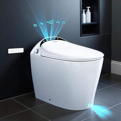 Smart Toilet with Bidet built in, Bidet Toilet with Water Filtration, Pump assisted, Auto Open/Close/Flush, Blackout Flush, Nano Self-Cleaning Glaze, Auto Deodorizer, ADA Comfort Height