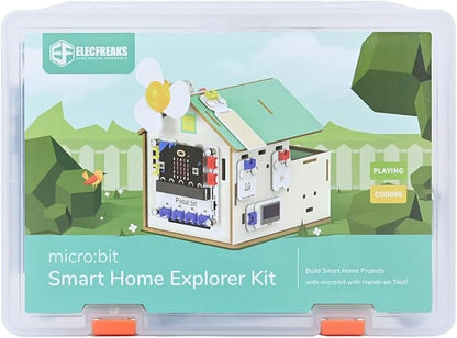 ELECFREAKS microbit Petal Smart Home Sensor Kit with Wood Building Home Material Pack, microbit Starter Kit Equipped with 7+ Distinctive Petal Sensors/Petal:bit Expansion Board(Not Include Micro:bit)