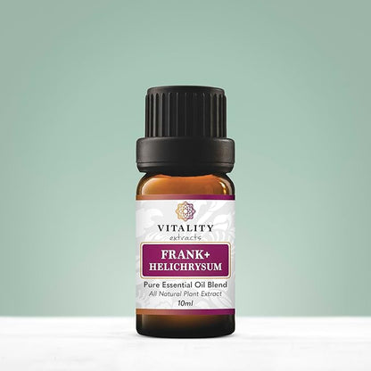 Vitality Extracts Frank+ Helichrysum Essential Oil Blend - 10ml, Frankincense Boswellia Seratta, Aromatherapy, Soft Skin, Relief from Daily Aches & Soreness, Natural