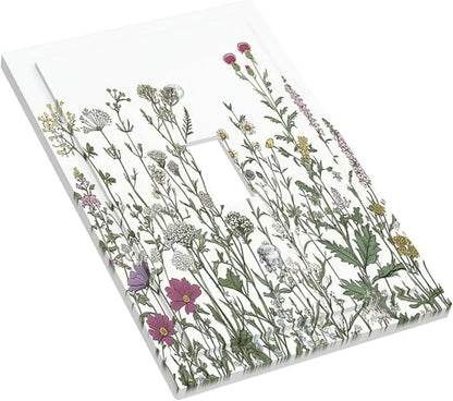 Vintage Herbs Wildflowers Plant Floral Decorative Light Switch Cover 1 Gang Single Toggle Device Electrical Faceplate Switchplates Decorator Outlet Wall Plate For Bed Room Home Decor