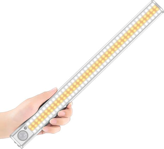goodland 160 LED Closet Lights Motion Sensor Under Cabinet Lights Indoor Lighting 3000mAh Battery Powered Light Bar Dimmable Rechargeable Closet Light for Kitchen, Wardrobe, Stairs(1 Pack)