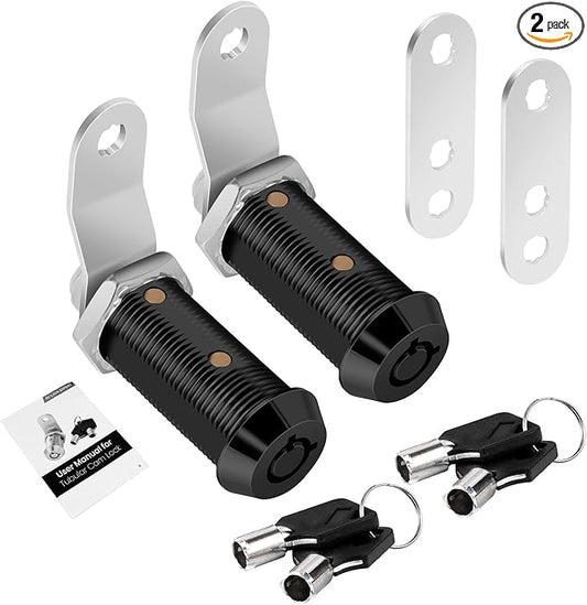 2 Pack Black Cabinet Lock with Keys, 1-1/2" RV Storage Locks Keyed Alike, RV Locks for Storage Door, Camper Toolbox RV Cam Locks with Manual (Black -2 Pack, 1-1/2 Inch)