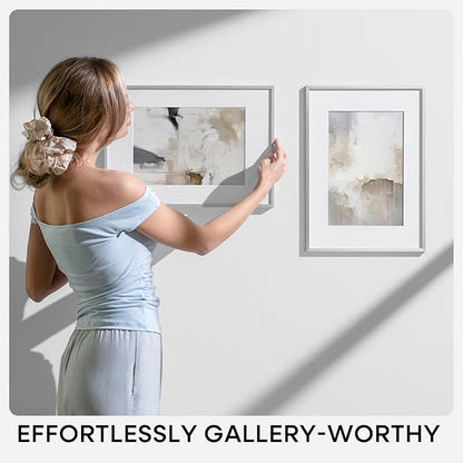 Homeforia Silver Photo Frame 6x9, High End Metal 6 x 9 Silver Picture Frames with Mat 4 x 6, 6by9 Desk Frame Matted to 4x6 inch Print, 6 by 9 Wall or Tabletop Frames, Tempered Glass, Wall Kit, Set of 1