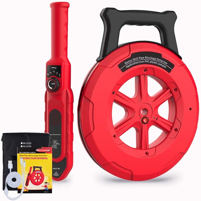 Pipe Blockage Detector, Water Pipe Locator Underground Diagnostic-Tool Wall Scanner Pipeline Blocking Clogging Scanner Plumbers Instrument For Metal PVC Water Pipes, 40M