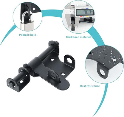 Alise 4 Inch Slide Bolt Gate Latch, Door Lock with Padlock Hole,Heavy Duty Stainless Steel Barrel Bolts Safety Door Lock for Wooden Fence, Outdoor Fence,Shed Door Black