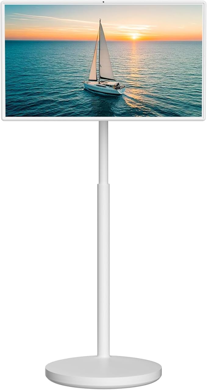 Portable TV on Wheels, Portable TV 4K Touch Screen TV, TV on Wheels 8G+128GB, Portable Smart TV Android 13, Built-in Battery(5-8H), Full Swivel Rotation, Remote Control (32 inches)