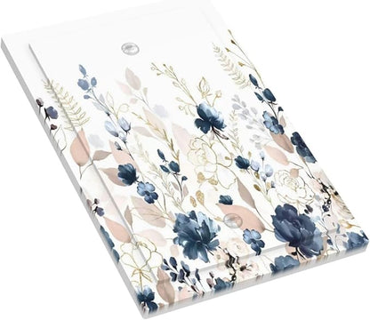 Blue Flora Boho Vintage Flower Golden Leaves Light Switch Cover Plate 1 Gang No Device Blank Electrical Wall Plates Faceplate Decorative Switch Plate Covers for Bedroom Living Room Decor
