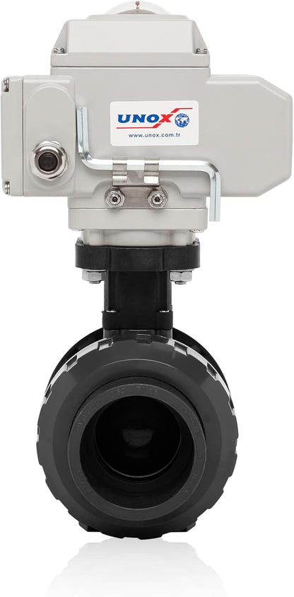 Unox 110V AC Electric Actuated Ø25 (3/4") U-PVC Ball Valve, Motorized Ball Valve For Water - PN16