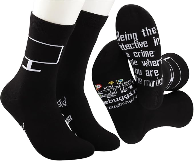 MBMSO 2 Pair Debugging Definition Socks Computer Programmer Gift IT Coder Gift Teacher Student Funny Coding Programming Socks