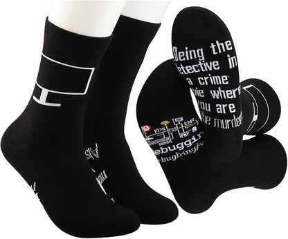 MBMSO 2 Pair Debugging Definition Socks Computer Programmer Gift IT Coder Gift Teacher Student Funny Coding Programming Socks