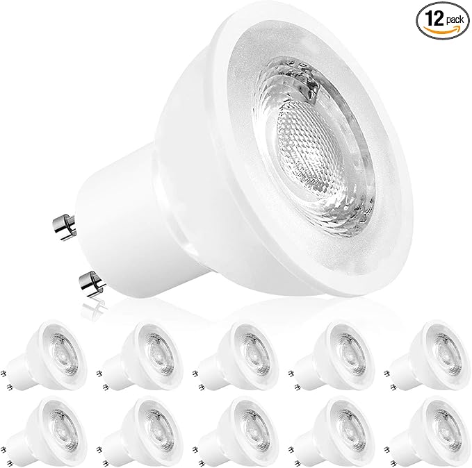 LUXRITE MR16 GU10 LED Bulbs Dimmable, 50W Halogen Equivalent, 2700K Warm White, 500 Lumens, 120V Spotlight LED Bulb GU10, Enclosed Fixture Rated, Perfect for Landscape or Home Lighting (12 Pack)