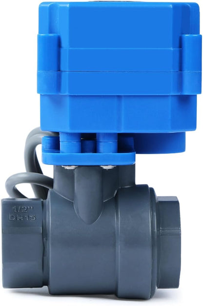 U.S. Solid 1/2” UPVC Motorized Ball Valve - Plastic Electrical Ball Valve with Full Port, 2 Wire Auto Return, 9-36V AC/DC, Normally Closed(Pack of 20)