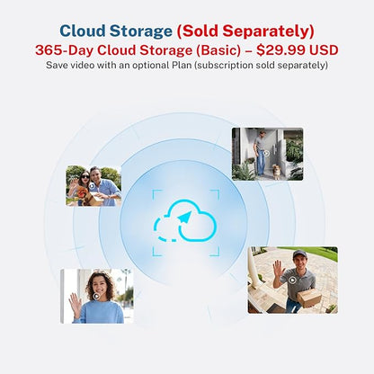 SoraNari Wireless Doorbell Camera,1080P HD, Motion Detection, Two-Way Audio, Live View, Night Vision, Cloud Storage, Battery Powered, 2.4GHz Wi-Fi Only