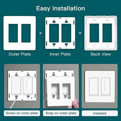 TREATLIFE Screwless Decorator Wall Plates, Standard Size 3-Gang Light Switch Plate, Outlet Covers White, 1 Pack 3-Gang Wall Plates Light Switch Cover