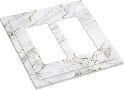 Decorative Outlet Covers Gray Gold Marble Abstract Modern Luxury 2 Gang Double Rocker Light Switch Cover Plate Electrical Switch Plate Cover Decorate GFCI Wall Plate for Bedroom Home Decor