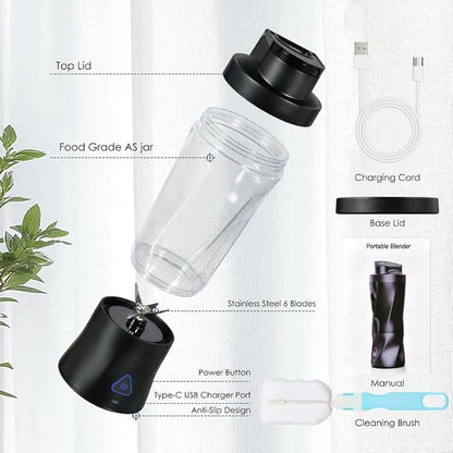 Personal Blender Wireless 24oz Cordless Mini 360 Watt Portable Blender-for Smoothies Freshly Squeezed Juices 6000mAh Self Cleaning and BPA Free Portable Juicer with 6 Sharp Blade Black Knight
