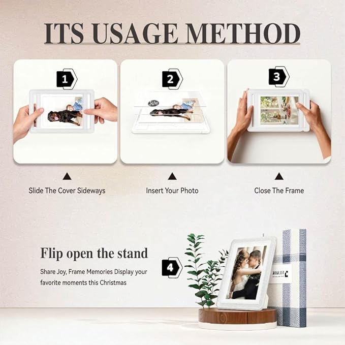 Crystal 5x7 Picture Frame with Acrylic Front 10 Pack, ABS Frame for 5x7 or 4x11 Photos, Shatterproof UV-Resistant Tabletop Photo Frame, Vertical/Horizontal Display for Home Décor