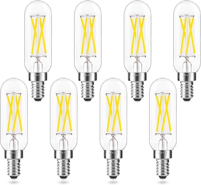Daylight E12 T8/T6 Candelabra LED Bulbs 40-Watt Equivalent, Bright White 5000K, 400 Lumens, Dimmable 4W Clear Tube Chandelier Light Bulb for Ceiling Fan, Pendant, Floor/Table Lamps, 8-Pack