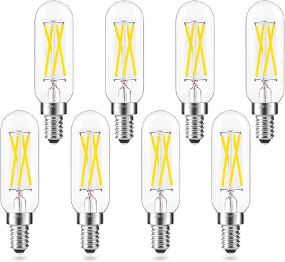 Daylight E12 T8/T6 Candelabra LED Bulbs 40-Watt Equivalent, Bright White 5000K, 400 Lumens, Dimmable 4W Clear Tube Chandelier Light Bulb for Ceiling Fan, Pendant, Floor/Table Lamps, 8-Pack