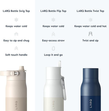 LARQ Bottle Swig Top 34oz - Insulated Reusable Stainless Steel Water Bottle With Built-In Silicone Handle | BPA Free | For Sports, Gym, and Travel | Mojave Dune