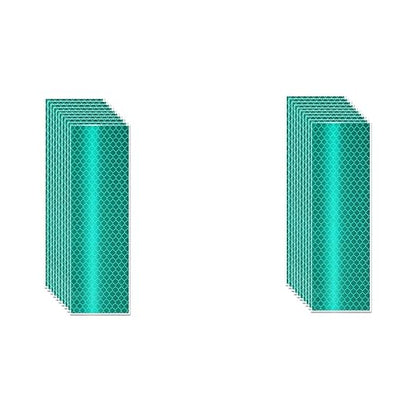 Non Fading Green Reflective Stickers 2 inch X 6 inch, Outdoor Waterproof High Visibility Warning Safety Adhesive Reflector Tape (20 Pcs)