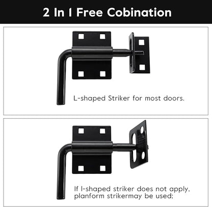 HOME MASTER HARDWARE Heavy Duty Slide Bolt Gate Latch, Sliding Bolt Door Latch Gate Lock Hardware with Padlock Hole, 2 in 1 Barrel Bolt Latch for Wooden Fence/Shed Door/Yard Door/Barn Door, Black
