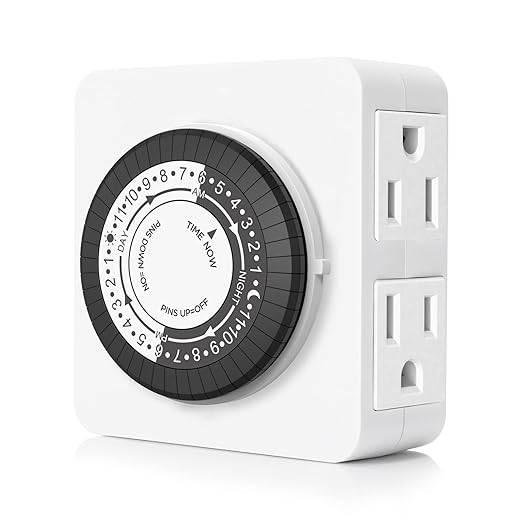 G-ELEK Timers for Electrical Outlets Indoor, 24-Hour Dual Outlet Timer, Christmas Tree Timer Indoor, 3 Prong Light Timers Indoor, Daily Cycle, 125V 15A, ETL Listed