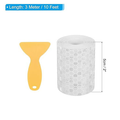 PATIKIL 2 Inch x 10 ft Reflective Tape, 1 Roll Waterproof Self Adhesive High Visibility Caution Warning Safety Tape Reflector with Scraper for Trucks Trailers Cars, White