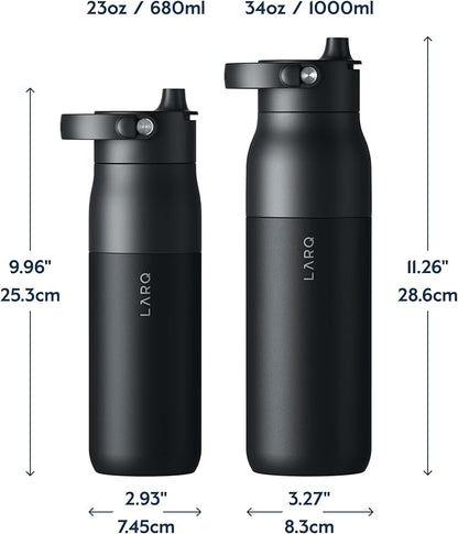 LARQ Bottle Swig Top 23oz - Insulated Stainless Steel Water Bottle With Built-In Silicone Handle | BPA Free | Reusable Water Bottle for Sports, Gym, and Travel, Obsidian Black