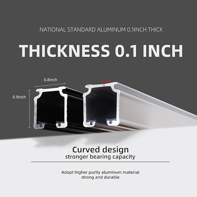 Curtain Track for Ceiling or Wall, Heavy Duty Aluminum Alloy with Smooth Sliding, Easy to Install, White, 3ft To 12ft
