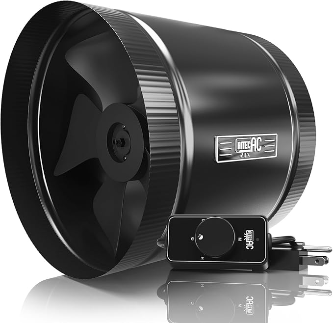 8 Inch Inline Duct Fan with Speed Controller - 420CFM High Airflow, Ultra Quiet 63.5dB for Grow Tents, Hydroponics, Ventilation, Exhaust - Energy Efficient 44W Inline Exhaust Fan