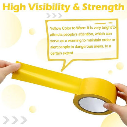 Outus Floor Marking Tapes 2" Width 100' Length Yellow Durable Non Abrasive Tough Floor Tape for Social Distancing, Gyms, Athletics, School, Restaurants, Equipment, Heavy Foot Traffic(3 Rolls)