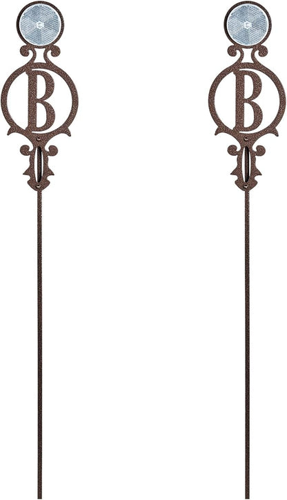 Touch of Class Pathways Reflective Driveway Marker Stake Set of Two for Outdoor Use | Custom Monogram Initial Design | Personalized Tall Reflector Set of 2 | Weathered Bronze Durable Finish