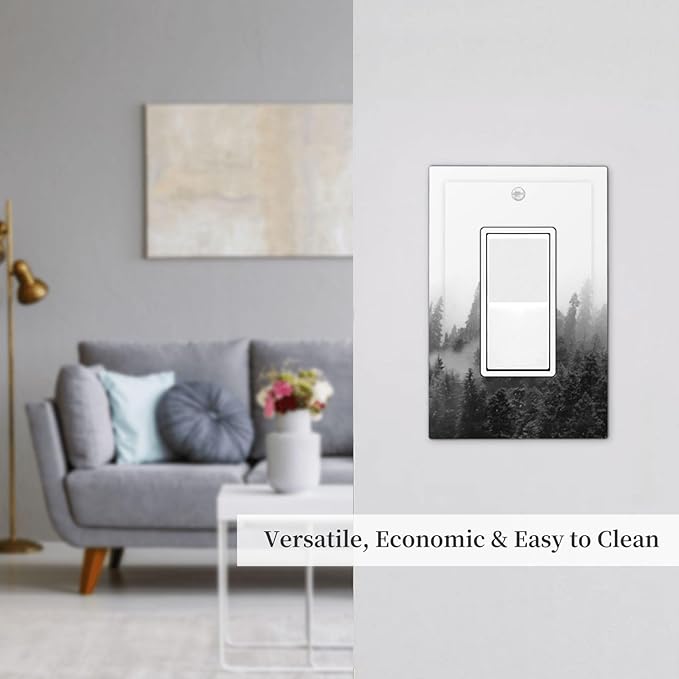 Decorative Outlet Covers Fores Black White Landscape Misty Woods 1 Gang Single Rocker Light Switch Cover Plate Wall Plates Gfci Faceplate For Farmhouse Cabin Decor