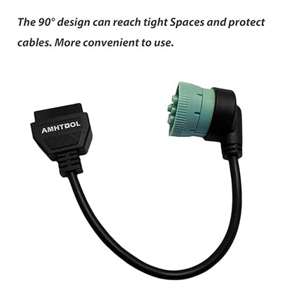 J1939 OBD2 Adapter Cable Fits Truck Diagnostic Scanner/Code Reader, 9 Pin to OBD2 16 Pin Connector, J1962-J1939 for Cummins Diesel Engine, Fit for Truck ELD and GPS Tracker