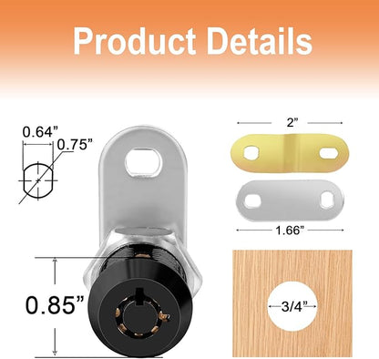 RV Storage Door Lock Cams Lock with Key, 8pcs 1 Inch RV Compartment Locks keyed Alike for Toolbox, Camper, Trailer, Vending Machine Replacement Set with 16 Keys(8, Black 1 Inch)