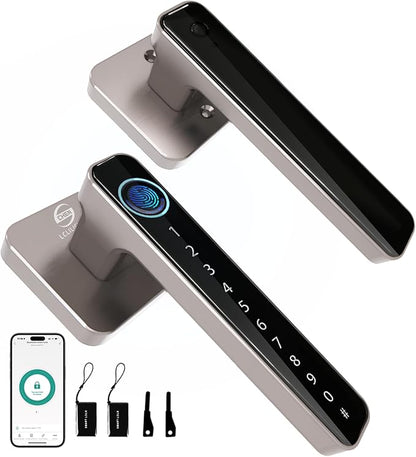 Smart Door Lock, Fingerprint Door Knob, 5 in 1 Digital Knob APP/Keypad Code/IC Cards/Fingerprint/Keys, for Home Hotel Apartment Office