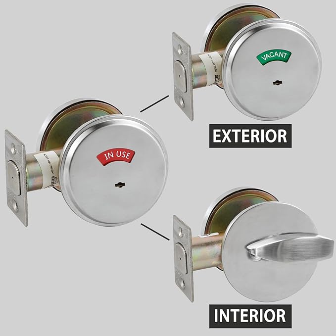 in-Use/Vacant Commercial Deadbolt, Heavy Duty Satin Chrome Grade 2 Privacy Indicator Deadbolt for Bathroom/Office, UL3 Hour Fire Rated, Left&Right Handed, 2 3/4" Backset, 9 Packs