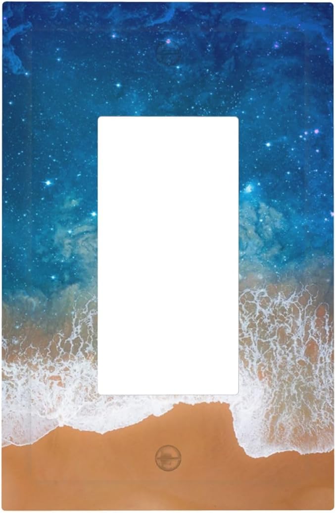 Outlet Covers Blue Sea Ocean Beach Waves 1 Gang Wall Plates Single Rocker Light Switch Covers Decorative Switch Plates Electrical GFCI Panel Covers for Home Office Decor 5 X 3 IN