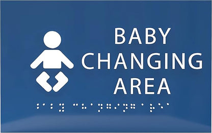 6" X4" Baby Changing Area Sign | Tactile Graphics Grade 2 Braille Text Baby Care Sign| ADA Compliant Wall Mount Plastic Restroom Sign for Hospital, Offices, Clinics and Apartments