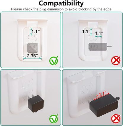 WALI Outlet Shelf Wall Holder,Bathroom Walls Shelves up to 10lbs Standard Vertical Duplex Wall Shelf Organizer for Smart Home Decor Space Saving Power Tools, Toothbrush (OLS002-W), 2 Pack, White