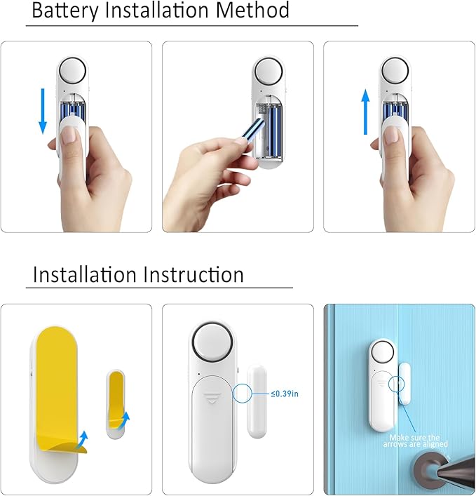 Wireless Door Alarm When Opened with Remote (2 Pack), Window Sensor Alarms for Home Security, Kids Safety, Dementia, Sliding Glass Door, 120dB Burglar Alert for House Garage/Apartment/Business Entry