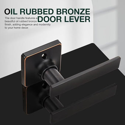 GOBEKOR 1 Pack Oil Rubbed Bronze Door Handles Interior Single Dummy Door Handle for Closets Keyless Bronze Lever Interior Closet Door Levers