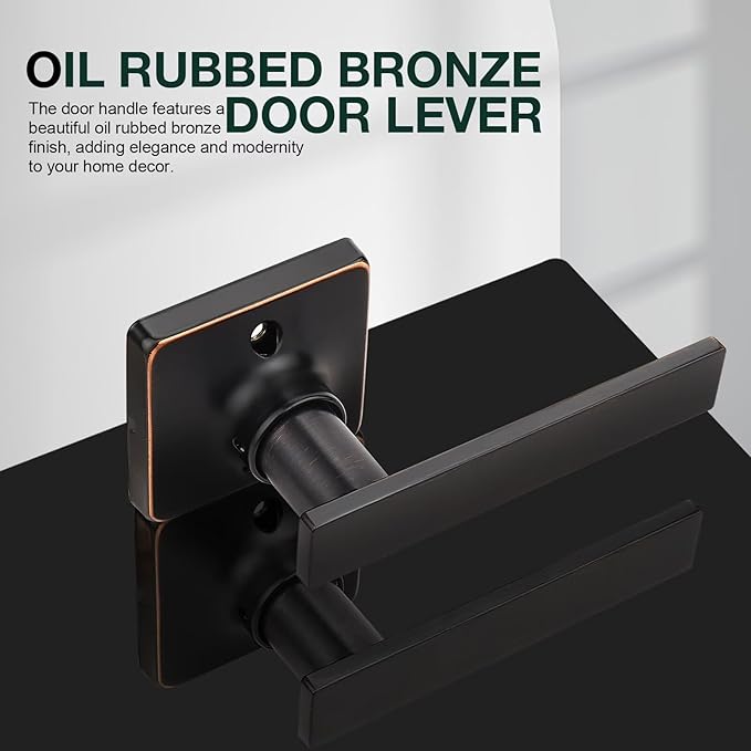 GOBEKOR 4 Pack Bronze Door Handles Interior Single Dummy Door Handle for Closets Keyless Interior Closet Door Levers