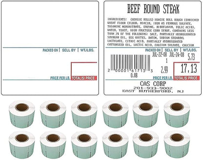VisionTechShop LST-8020 Printing Scale Label, 58 x 60 mm, UPC/Ingredients 12 Rolls of 500 Labels