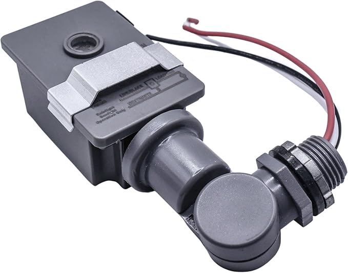 HQRP Photocell Thermal Type Light Sensor Stem and Swivel Mount Dusk to Dawn Hardwired Switch Photoelectric Control for Barn Lights Outdoor, Back Yard Lightening, Outdoor Lighting, etc.